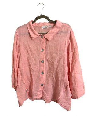 Habitat Pink 100% Linen Button Up Shirt XL